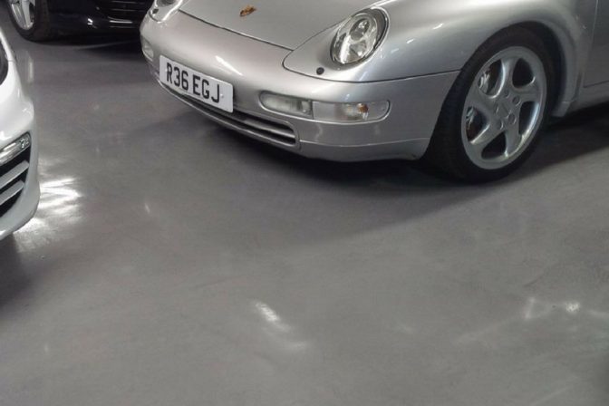 Porche cars in garage showing Garage Floor Coating